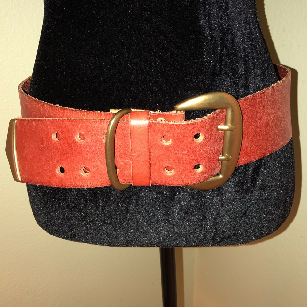 LINEA PELLE Collection Wide Brown Leather Belt-Lrg